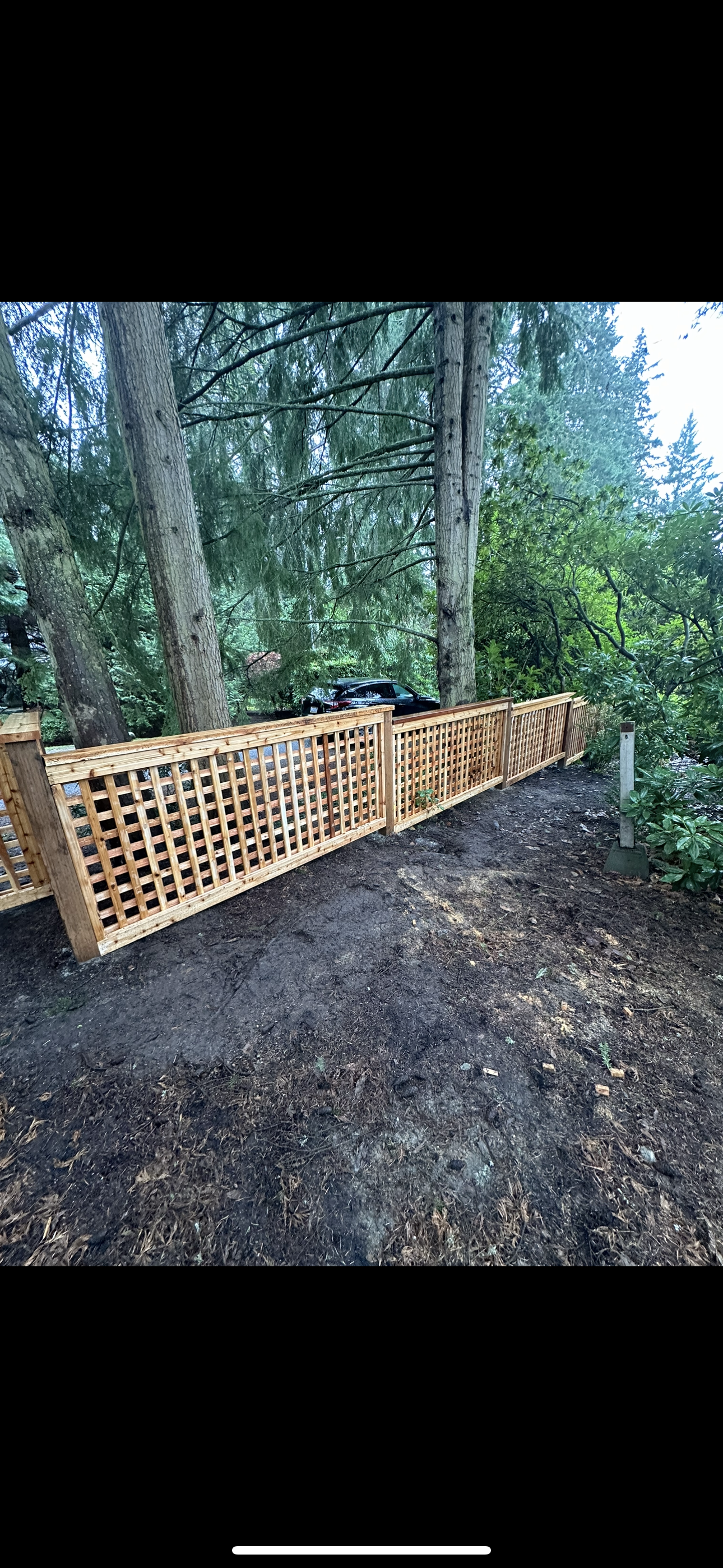 Cedar fence following slope